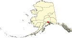 Map of Alaska highlighting Anchorage Municipality